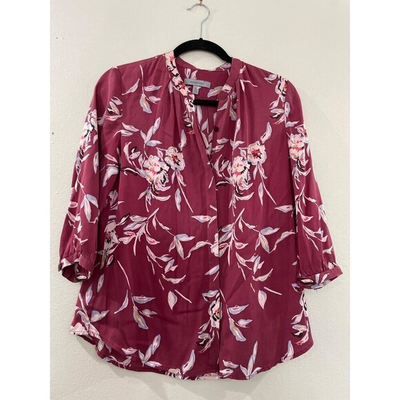 Nordstrom Classiques Entier Size XS Silk Blend Blouse Top Floral Excellent - Picture 1 of 7